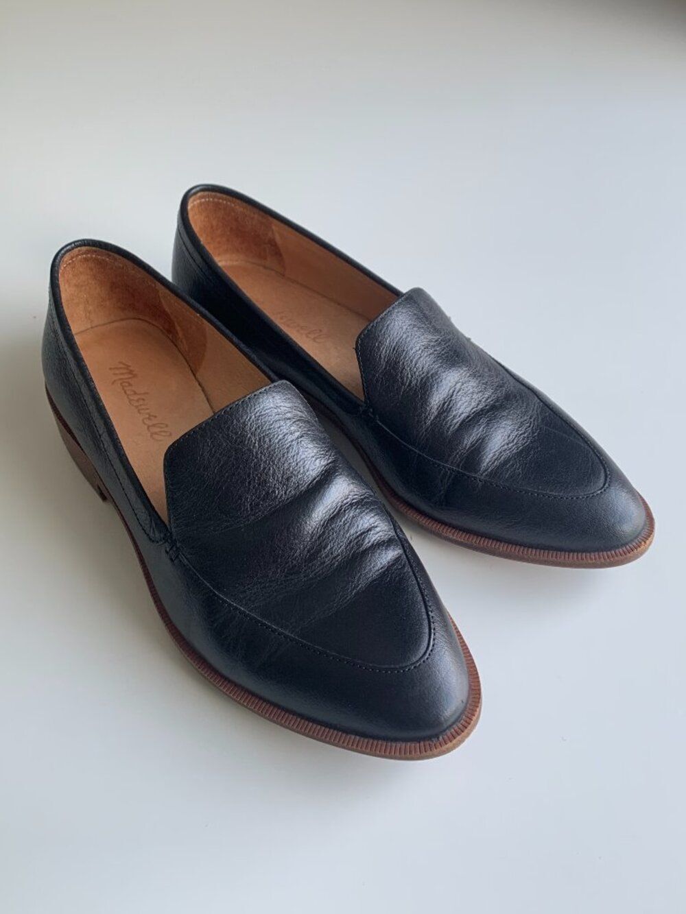 Madewell Frances Loafer Leather Flats With Black Pointed Size 6